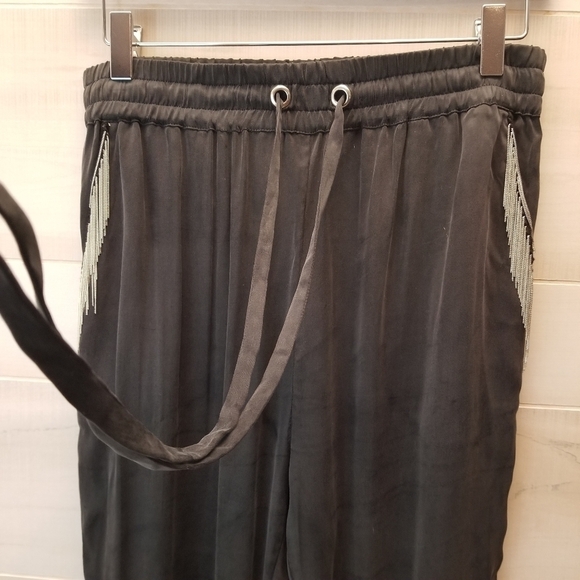 Zoe Karssen Black Track Pants with Silver Fringe - Picture 10 of 13